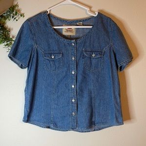 Vintage Levi’s Denim Button-Front Top – Short Sleeve, Cropped Fit WPL-423